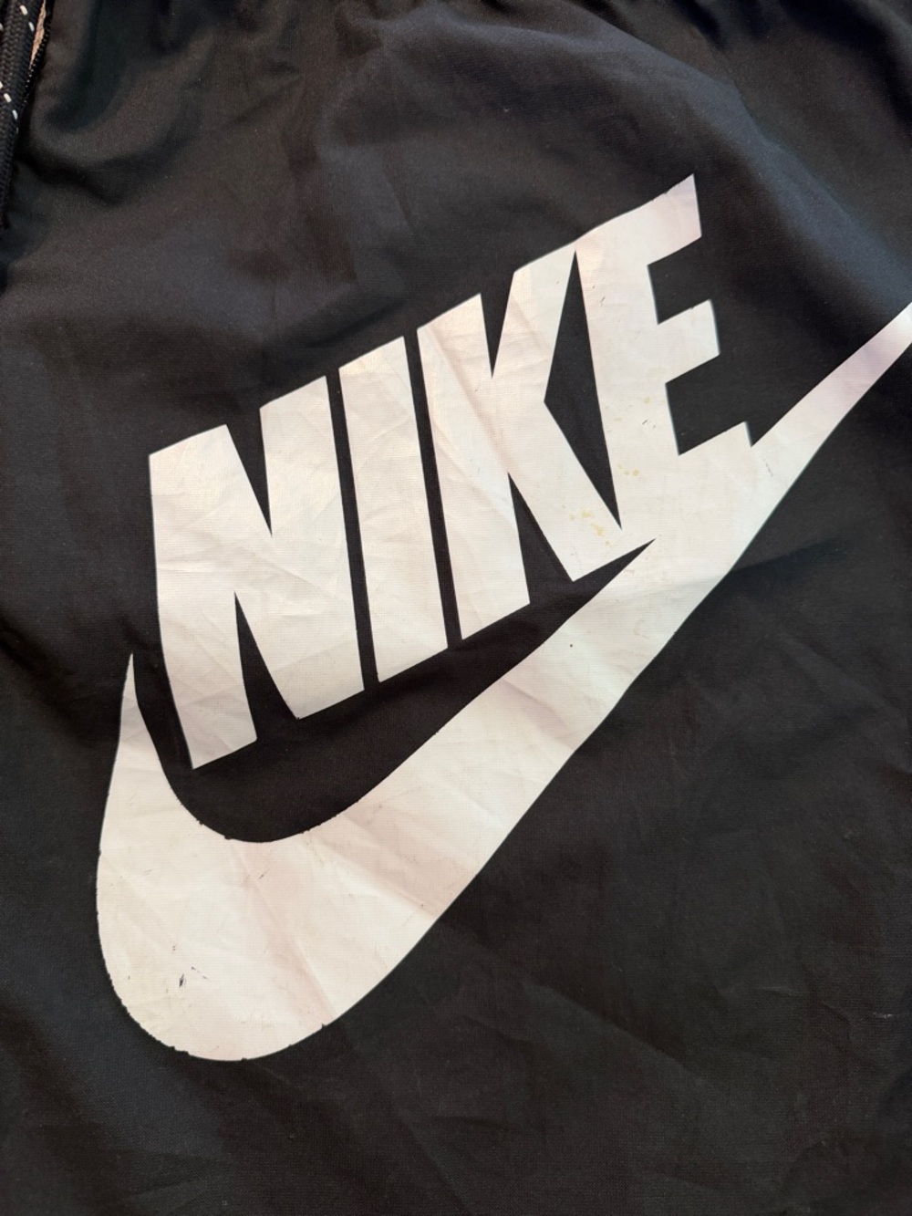 Nike Black Drawstring Gym Bag Backpack White Swoosh Sack